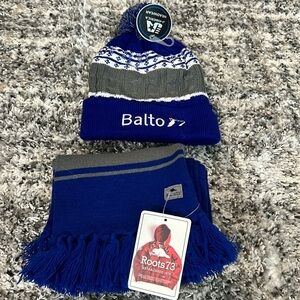 Roots 73 scarf, and beanie NWT Balto